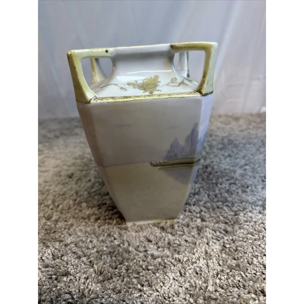 Nippon Hand Painted Vase with Oriental Custom Painting
